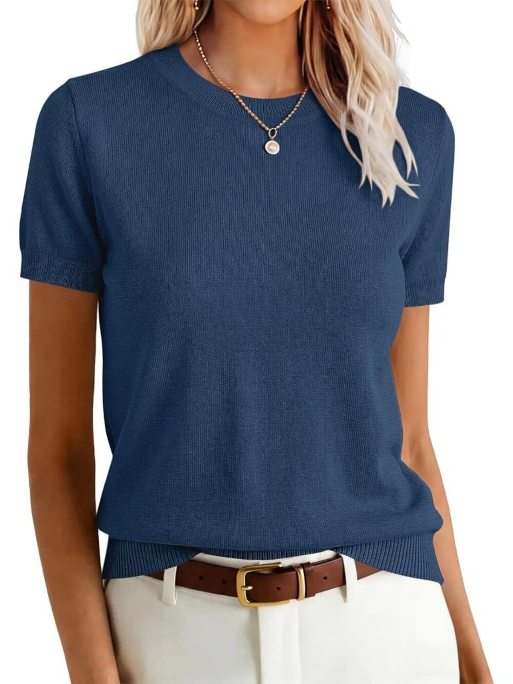 Cozy Women's Short Sleeve Wool Blend Sweater - Perfect for Layering & Style